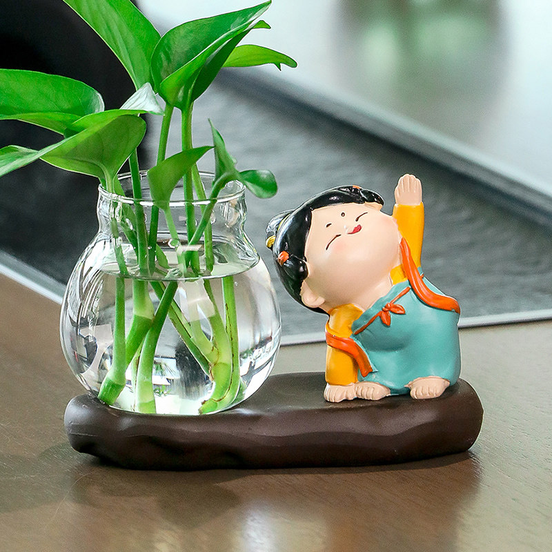唐仕淑女水培器皿绿萝花瓶房间改造小物件办公室布置桌面装饰摆件