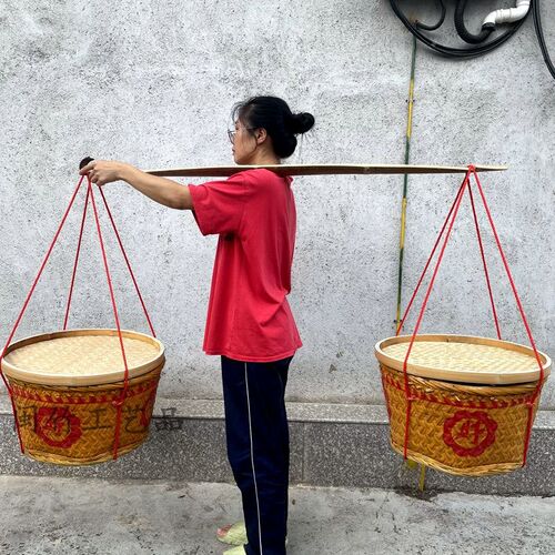 竹编制品箩筐竹篮子篮闽南婚庆竹篮喜事竹编织篮手工手工竹编箩筐