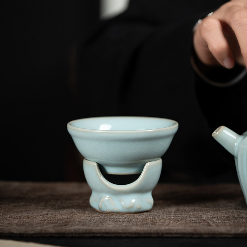 廷怀窑汝窑汝瓷茶漏茶滤汝窑开片茶具零配 公道杯滤茶器