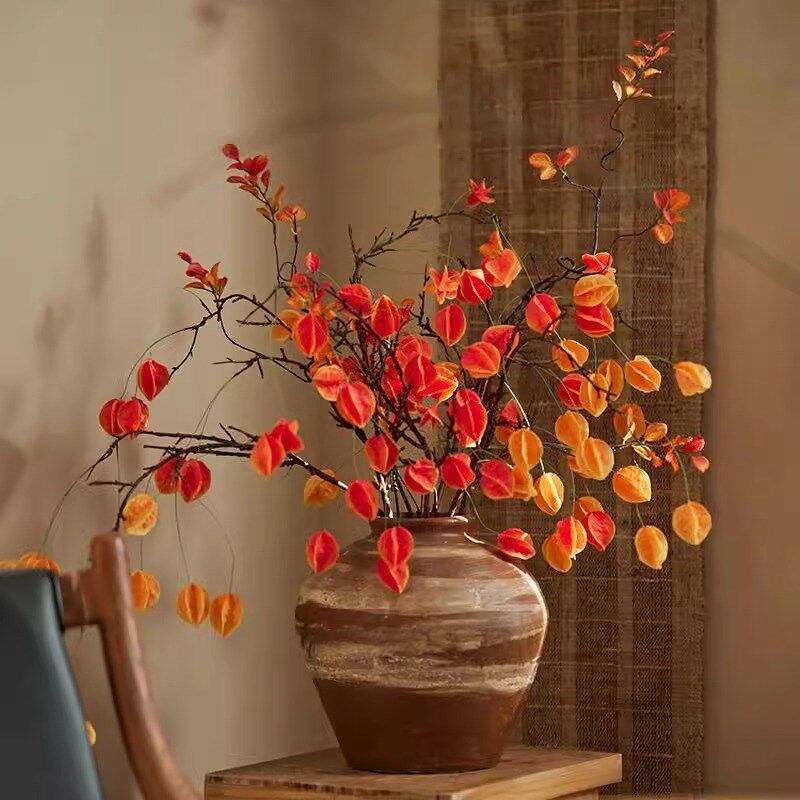 仿真灯笼果年宵花过新年高档花假花摆设仿生花束装饰中式花艺摆件