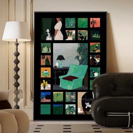 百联中古风玄关装饰画复古高级感客厅沙发背景墙挂画走廊过道壁画