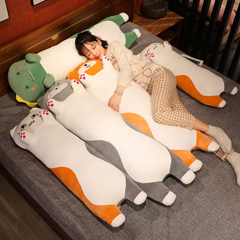 娘口三三猫咪老师抱枕长条枕女生睡觉牀上抱睡公仔夹腿大娃娃玩偶