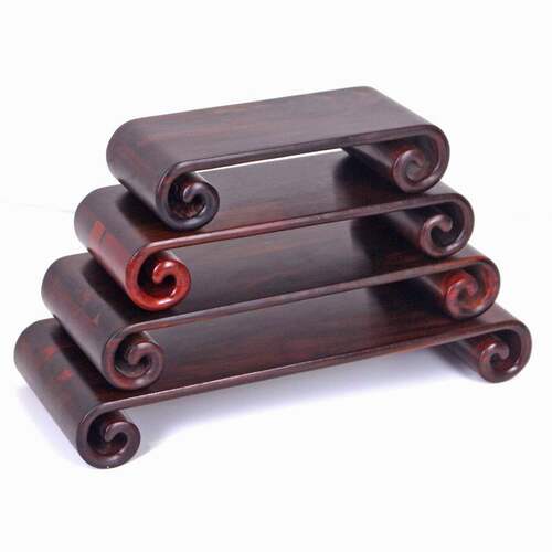 红木书卷底座茶壶茶具工艺品摆件实木底托 红酸枝长方形复古木托