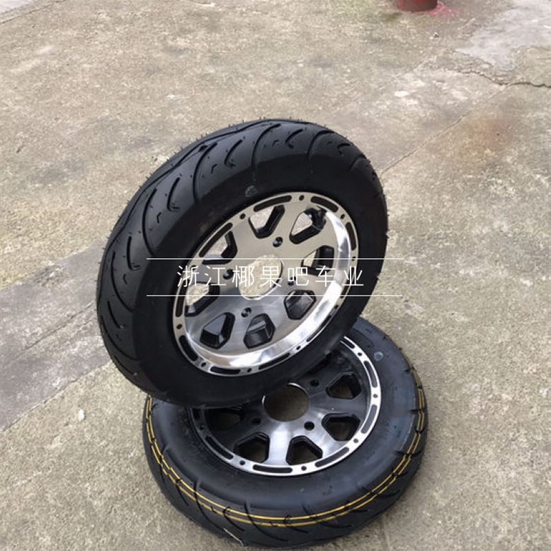 改装四轮卡丁车配件 沙滩车电动车3.50-10轮胎带铝轮毂11CM 孔距
