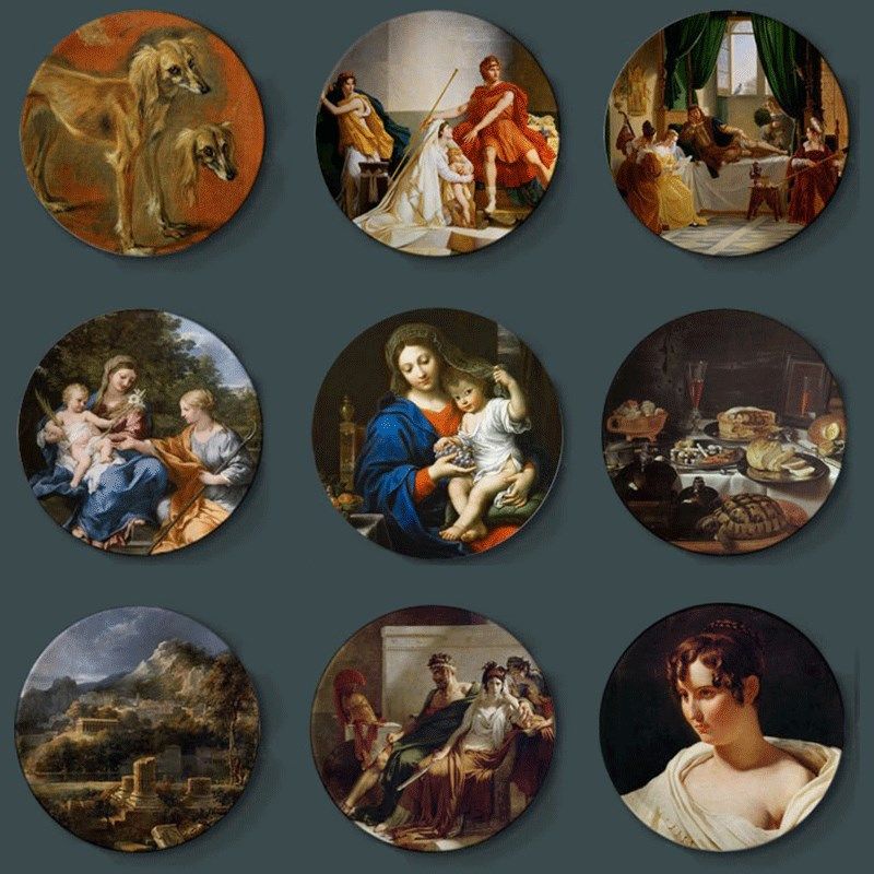 卢浮宫油画装饰盘子欧式复古陶瓷挂盘坐盘客厅酒柜电视柜艺术摆件,家居饰品,装饰坐盘/挂盘,淘宝优惠券,粉丝福利购,淘宝优惠卷