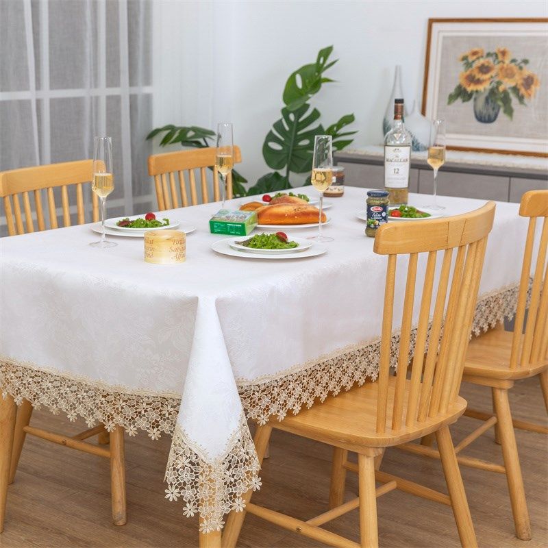 防水防油免洗欧式白色蕾丝花边提花贡缎茶几圆桌布盖巾布艺餐桌布,居家布艺,桌布,淘宝优惠券,粉丝福利购,淘宝优惠卷
