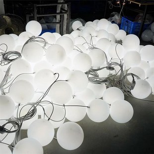 婚庆圆球吊灯龙珠灯串婚礼堂舞台圆形吊顶橱窗道具奶白球灯串挂饰