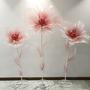 新款 饰摆件纱花t台场景布置婚礼丝网花路引 婚庆道具真丝花橱窗装