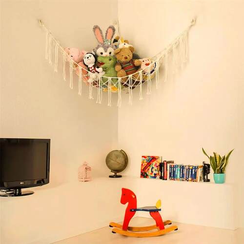 1Pc Toy Hammocks Wall Corner Hanging Storage Net Organizer W