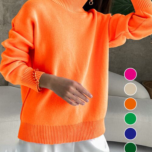 Basic Green Oversized Sweater for Women Pullovers