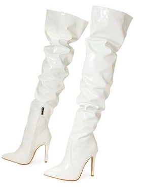 Popular Elastic Over Knee Pleated Long Boots with Pointed Pa