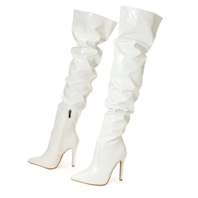Popular Elastic Over Knee Pleated Long Boots with Pointed Pa