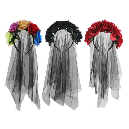 Halloween Day Of the Dead Headband Bride Veil Fancy Dress