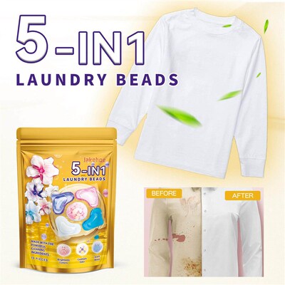 Jakehoe 5-in-1 Laundry Detergent Pods, Packaged. Effective f