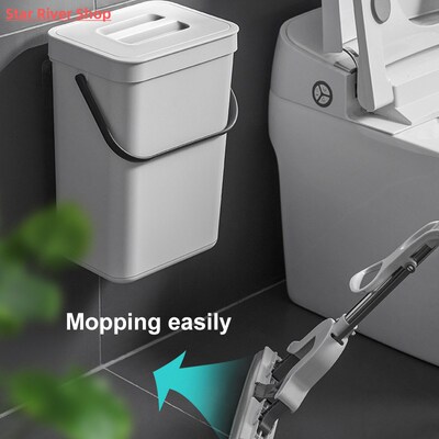 Wall Mounted Bathroom Trash Can with Lid Dustbin Nodic Style