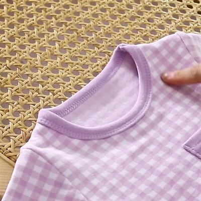 Children Homewear Sleepwear Outfit Autumn Kids Plaid Loungew
