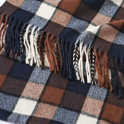 2023 Winter Cashmere Scarf for Men Plaid Color Warm Pashmina