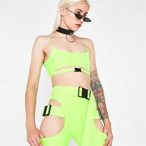 Summer Women Two Piece Set Shorts Set Button Crop top Hollow