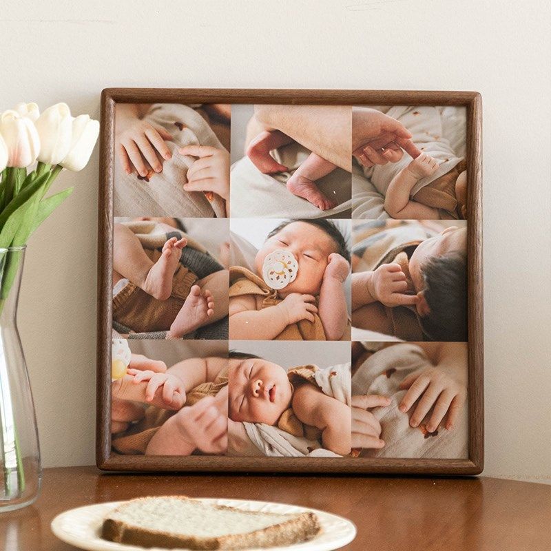 宝宝九宫格实木相框摆台diy装裱打印洗照片做成摆台定制相册挂墙,家居饰品,相框/画框,淘宝优惠券,粉丝福利购,淘宝优惠卷