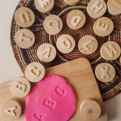 Baby Wooden Play Dough Stamps Insects Nature Play Dough Fun