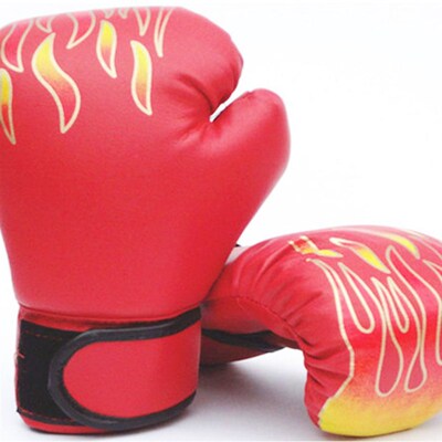 Kids Children Boxing Gloves Professional Flame Mesh Breathab