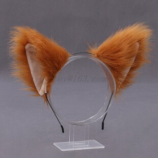 Women Realistic Long Furry Animal Cat Ears Headband Lolita K