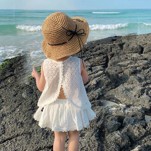 Girls Summer Clothing 2pcsd Sets Hollow Lace Suit Baby Casua