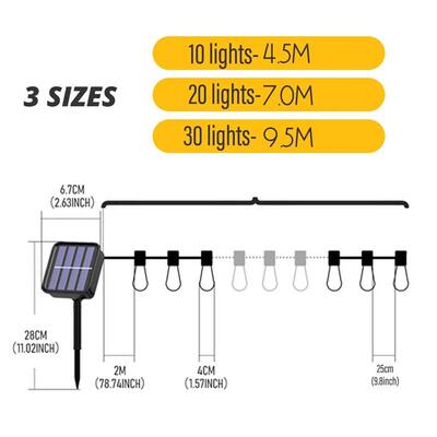 Outdoor Solar String Lights LED IP65 Waterproof Edison Bulb