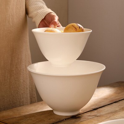 6  Soup Bowl Ceramic Horn Pure White Creative Salad Bowl