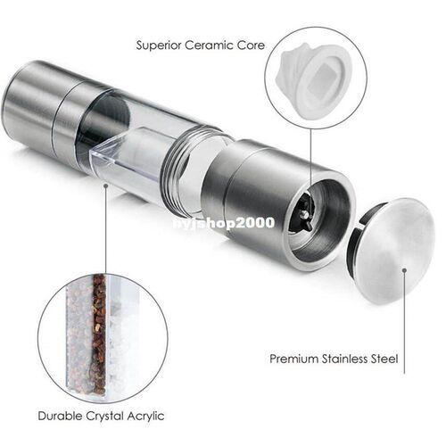 Realand Top Manual Stainless Steel 2 in 1 Salt and Pepper Gr