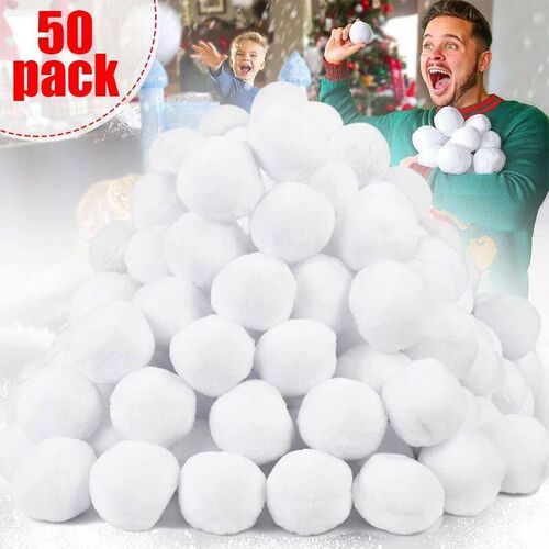 50Pack Soft Snow Fake Balls Christmas Kids Gift Toy Indoor O