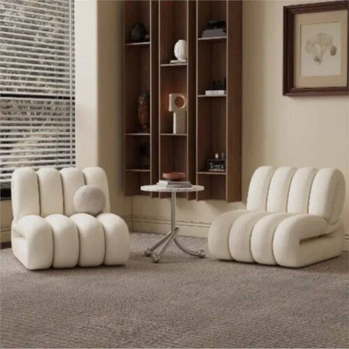 Mid Century Accent Sofa Chair Fluffy Velvet Fabric Lounge Wi