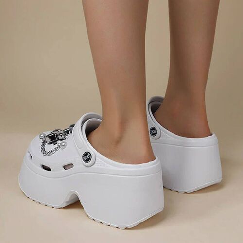 Womens Silver Platform Clogs Summer 2024 Comfortable Slip