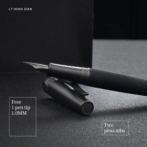 LT Hongdian 6013 Black Metal Fountain Pen Titanium Black Men