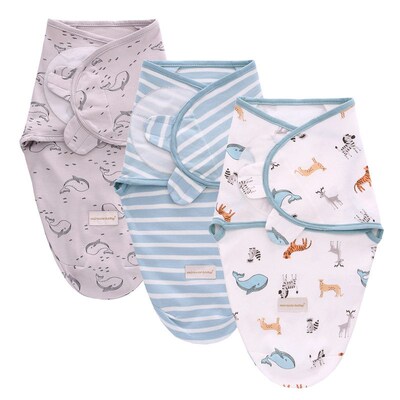 3Pcs Set Newborn Swaddle Wrap Cotton Baby Swaddling Sleeping