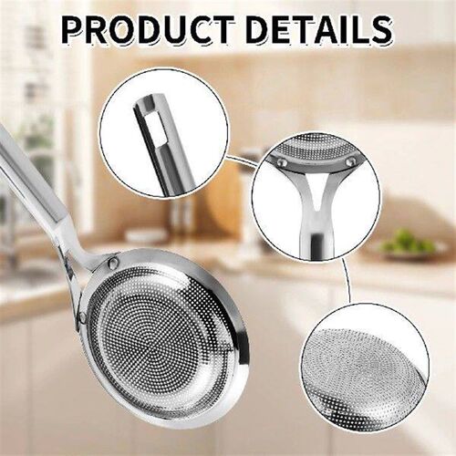 2 Pcs Fine Mesh Skimmer Spoon 304 Stainless Steel Fat