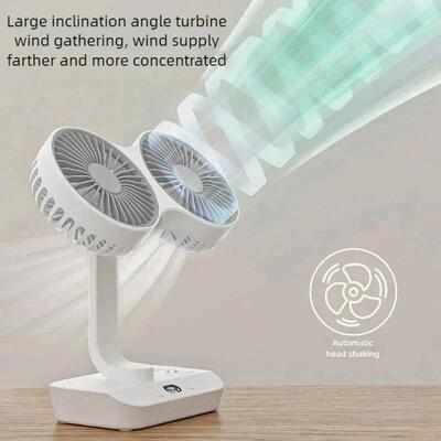New Desktop Double Head Fan 4-Gears Wind Fast Cooling Digita