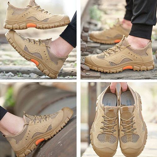 Imwete Men Fashion Safety Shoes Summer Breathable Work Sneak