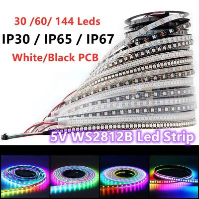 DC5V WS2812b led strip light 1m/5m 30/60/144leds/m pixel WS2
