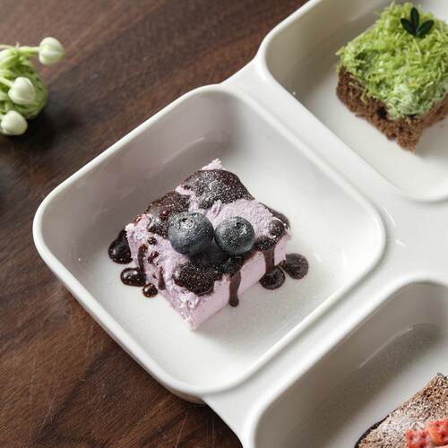 Quad Compartment Plate Ceramic Snack Dessert Hotel Ware