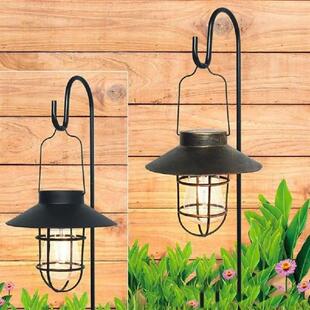 Retro Solar Lantern Lamp with Tungsten Bulb Vintage Hanging
