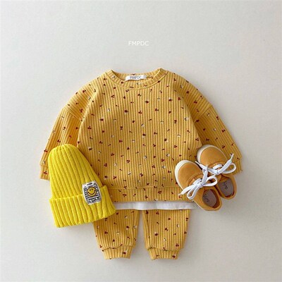 2023 New Toddler Kids Waffle Cotton Clothes Set Many Fruits