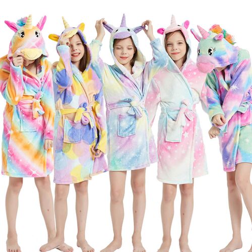 2021 Kids Unicorn Bath Robes Winter Childrens Bathrobe Kigu