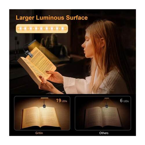 LED Book Light Reading Light Eye Caring Clip-on USB Recharge