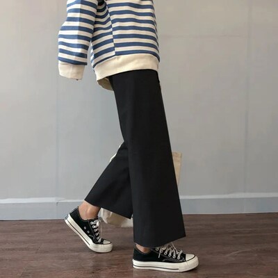 Cusual Pants Women Spring Summer Ankle-length Loose Wide Leg
