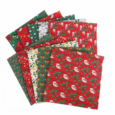 10pcs 25x25Cm Christmas Patchwork Fabric Print Quilting Fabr