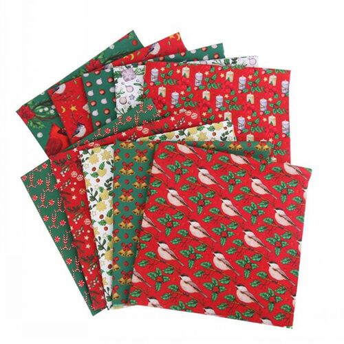 10pcs 25x25Cm Christmas Patchwork Fabric Print Quilting Fabr
