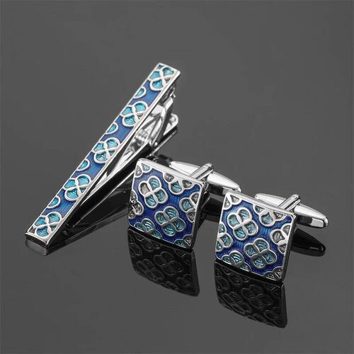 Mens French shirt cufflinks formal dress tie clip with rose
