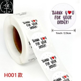 500pcs/roll  Thank You Stickers Handmade Sticker Circle Sta