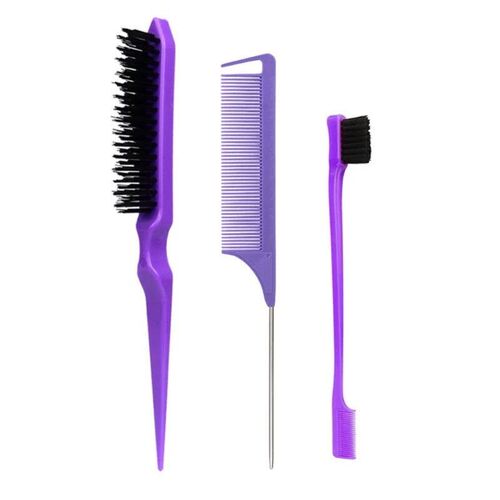 3Pcs Slick Back Hair Brush Set Bristle Hair Brush Brush Teas